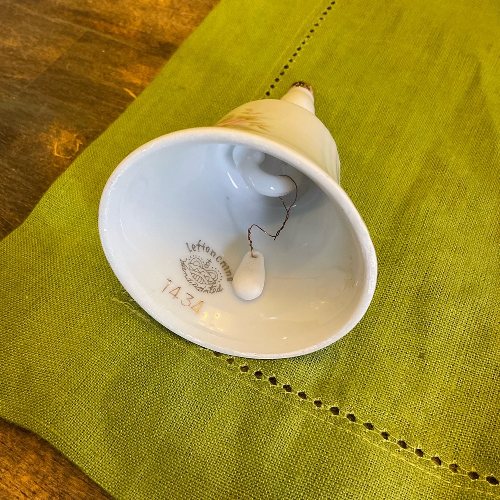 Lefton Floral Porcelain Bell with Gold Accent #1434 - Picture 3 of 7